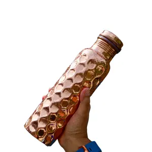 Pure Copper <b>Water</b> <b>Bottle</b> with Hammered Shine Finish 1L <b>Bottle</b> for Office Yoga & <b>Gym</b> Drinkware <b>Water</b> <b>Bottle</b> - Product Image 3