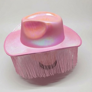 Sombrero Vaquero Ajustable Rosa Holográfico Neón con Flecos para Viajes, Festivales de Música Rave, Discotecas, Fiestas Western y Actuaciones en Escenario - Product Image 6