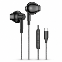 Écouteurs intra-auriculaires filaires WISDOMUP EJ-57 TYPE-C avec microphone, étanches IPX-5, cordon de 1,2 m pour téléphone et jeux