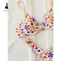 YZ Custom Print Gevoerde Underwire V-Cut Bottom Hoge Taille Tweedelig Dames Braziliaans Bikini Badpak Set