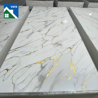 Feuille de marbre PVC décorative à finition brillante avec motif personnalisé, 1220*2440*3mm, pour la décoration murale intérieure