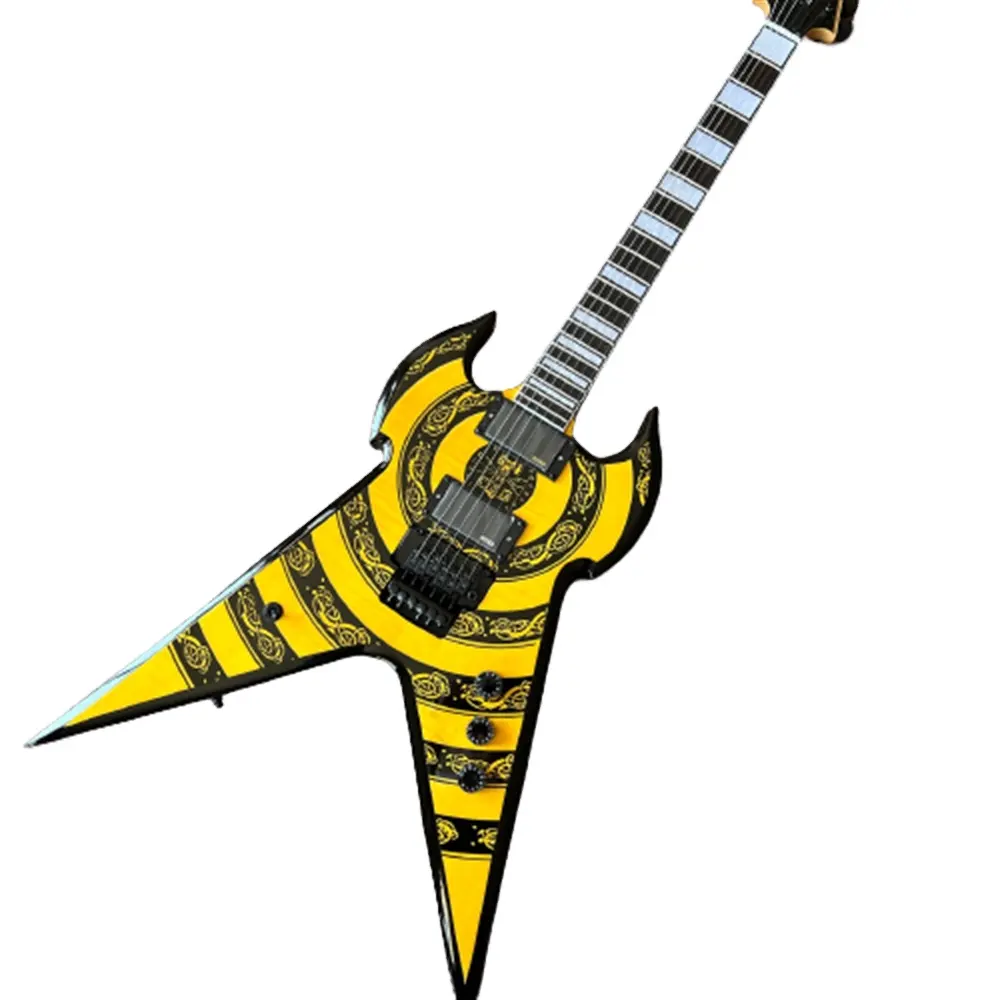 Alta Qualidade Amarelo Totem Guitarra Elétrica Wylde Guerra Martelo Zakk Guitar Handmade 6 Stings Guitarra frete grátis estoque