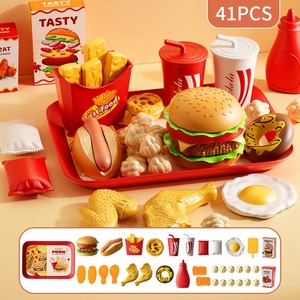Jugar a las casitas, juguetes <span class=keywords><strong>para</strong></span> niños, simulación <span class=keywords><strong>de</strong></span> cocina, comida rápida, Pizza, cubo familiar, hamburguesa, cocina, patatas fritas, pollo frito, huevo, tarta, conjunto - Product Image 6