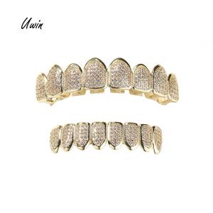 <span class=keywords><strong>Grillz</strong></span> per i denti Hip Hop gioielli oro <span class=keywords><strong>Grillz</strong></span> decorazione del corpo di Halloween gioielli denti in ottone zircone gioielli Set - Product Image 1