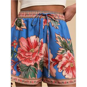 FOXA Women's <b>Boho</b> Floral Summer Shorts High Waisted Wide Leg Tropical Holiday Vacation Shorts - Product Image 4