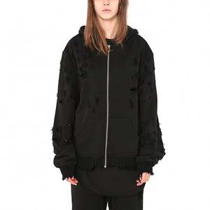 RUYI Custom Winter Plain Hoodies Unisex Sweater Heavyweight <b>Black</b> <b>Zipper</b> <b>Hoodie</b> Sweater - Product Image 2