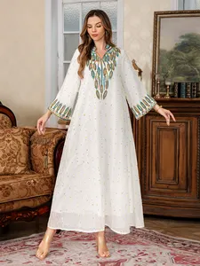 Robe longue brodée pour femme, jupe élégante brodée de cordon, robe midi/maxi brodée de perles, vente en gros usine - Product Image 1