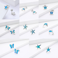 Boucles d'oreilles en argent sterling 925 avec opale de laboratoire, design inspiré de la mer, livraison rapide XYOP Oceanic Opulence, pour la vente en gros