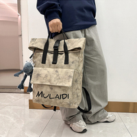 Sac à dos à enroulement grande capacité en nylon avec fermeture éclair, pour hommes et femmes, idéal pour les voyages et l'école, avec pendentif grenouille en peluche, sac quotidien unisexe en polyester