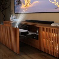AJUNION Support TV projecteur moderne du milieu du siècle étagères amovibles meuble TV en bois support TV électrique pour salon