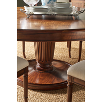 Table à manger classique américaine ronde en bois massif avec piétement en colonne cannelée traditionnelle, meubles de salle à manger pour la maison et l'hôtel