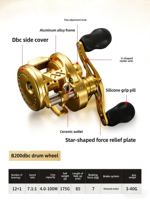 Moulinet de pêche LOONGZE Cnc Drum Reel Tout Métal B201 Lure Ultra-Long Cast B200 Usage Général Pêche en Mer Dragon Reel Dc Black Thunder