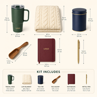 Coffret Cadeau Thé Personnalisé pour Clients – Édition Noël – Cadeau d'Entreprise Premium pour les Fêtes avec Mug, Couverture, Carnet et Boîte Cadeau