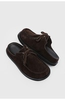Mules pour hommes en cuir véritable marron, mocassins sans talon à bout rond, sabots à enfiler, chaussures décontractées d'extérieur tendance avec semelle en caoutchouc épaisse