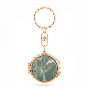 Round Compact <b>Mirror</b> Keychain Acetate <b>Acrylic</b> Double Sided Folding Makeup <b>Mirror</b> With Silver Frame And Tortoiseshell Pattern - Product Image 2