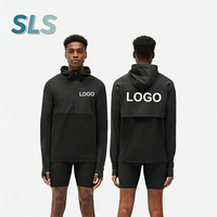 Coupe-vent de sport unisexe en nylon pour l'hiver, avec logo personnalisé, col zippé 1/4, capuche, poches surdimensionnées, pull-over écologique pour le football