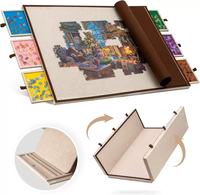 Planche de tri pliable à double niveau en feutre avec 6 tiroirs pour puzzles de 2000 pièces, rangement pour jouets