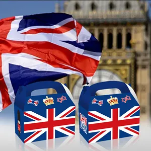 Xindeli Dd259 12 Pcs Uk Vlag Ontwerp Britse Papieren Geschenkdoos Met Handvat Voor Union Jack Feestdecoratie