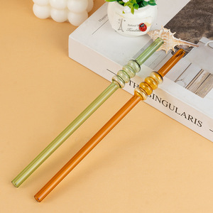 Pajitas <span class=keywords><strong>de</strong></span> Vidrio <span class=keywords><strong>de</strong></span> <span class=keywords><strong>Caña</strong></span> <span class=keywords><strong>de</strong></span> Azúcar, Material Grueso, Forma Creativa Colorida, Estilo Chino, Juego <span class=keywords><strong>de</strong></span> Pajitas <span class=keywords><strong>de</strong></span> Borosilicato <span class=keywords><strong>de</strong></span> 8 mm - Product Image 1