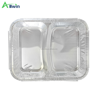 Moule à pain jetable en aluminium, plateau de cuisson en aluminium jetable, 2 compartiments, contenants alimentaires jetables en aluminium P2-810ml