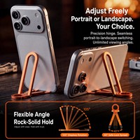 Support de téléphone pliable ultra-mince en alliage d'aluminium, support de téléphone portable de voyage portable pour bureau 105 °   Rotatif et réglable avec mousqueton