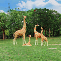 Estatua de Animal de Resina, Adorno Resistente al Desgaste, Jirafa Realista de Gran Tamaño para Exteriores, Escultura de Fibra de Vidrio, Modelo para Hoteles, Resorts y Espacios Verdes
