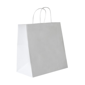 Sac de livraison alimentaire Made in Italy, marque Carte Dozio, kraft blanc, poignée torsadée, taille 27+17x29 cm, lot de 50 pièces - Product Image 1
