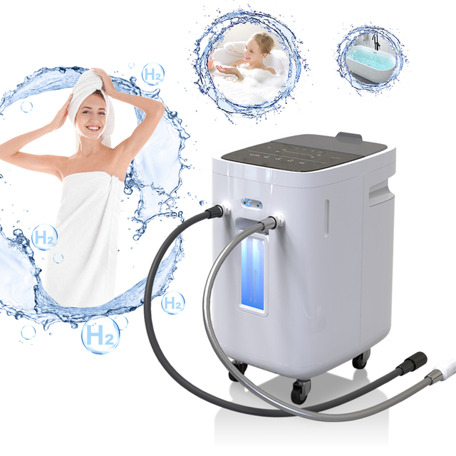 2-in-1 Hydrogen Bath H2 Water Inhalation Machine Electric Stand-mounted Swivel Wheels Plastic Housing Household Use SPE PEM