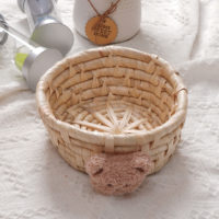 Panier de rangement en rotin tressé à partir de pailles de maïs, style pastoral, pour clés, télécommandes, articles divers et bracelets, usage domestique, Laizhou