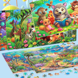 Jeux de société de puzzle en bois personnalisés de 200 pièces avec des animaux de dessin animé, aides pédagogiques, jouets éducatifs pour les enfants, garçons et filles - Product Image 2