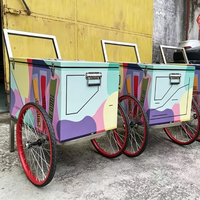 Chariot de vente ambulante en acier inoxydable à 2 roues pour glaces et bâtonnets glacés, chariot mobile pour la vente au détail