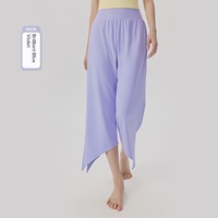 Pantalon de yoga ample mi-mollet effet nuage pour femme, taille haute, respirant, en Spandex/Nylon, tombé fluide, style coréen, pour la danse