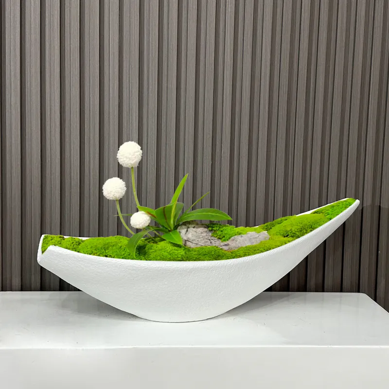 소매 현대 흰색 탁상 수지 꽃 꽃병 녹색 식물 꽃병 가정 장식