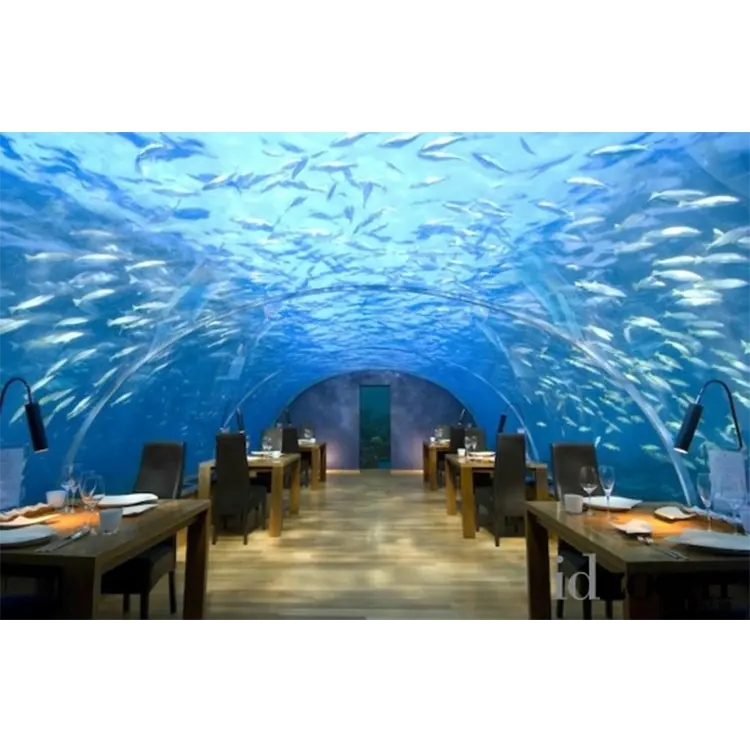 Customized U Shape Acrylic Tunnel For Waterscape Hotel Restaurant  Aqua Tunnel 