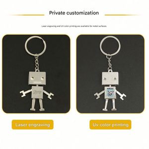 Porte-clés Rétro Robot en Carton Argenté, Figurine Arlen, Pendentif Métallique, Logo Gravé au Laser et Imprimé, Cadeau - Product Image 4