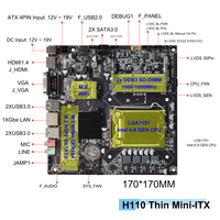 Mainboard Mini-ITX Tipis H110 LGA1151 Baru Mendukung CPU Intel Core Generasi ke-6-9, 2X DDR3 Ram, NVMe M.2, SATA3.0, Motherboard H110 ITX
