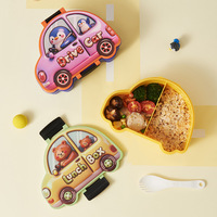 Nouvelle arrivée : boîte à lunch en plastique pour enfants, double compartiment, capacité 800-1000 ml, design à un seul niveau, boîte mignonne à motif de dessin animé