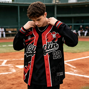 Camiseta de béisbol transpirable para hombre, holgada, con rayas, personalizada con el nombre del equipo, el logotipo y el número, a la moda, para el estadio. - Product Image 1