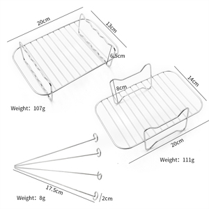 Juego de 4 Brochetas para Barbacoa de Acero Inoxidable 304 <span class=keywords><strong>con</strong></span> 2 Cestas de Rejilla y Herramientas para Filtrar Grasa, Accesorios para Asar al Aire Libre - Product Image 2
