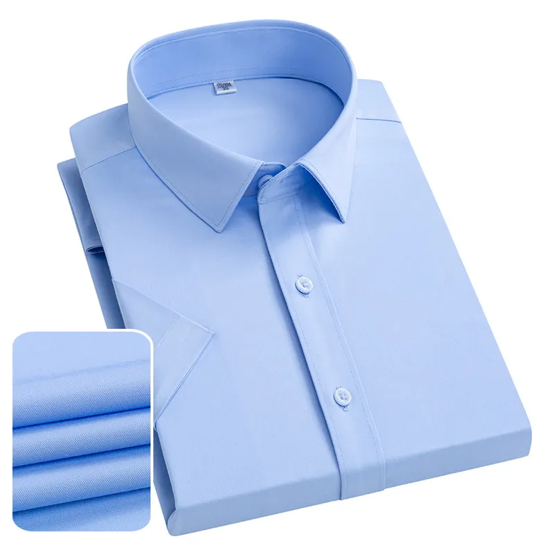 Grosir kualitas tinggi serat bambu seragam Formal kemeja kantor pria putih pakaian kemeja pria untuk bisnis
