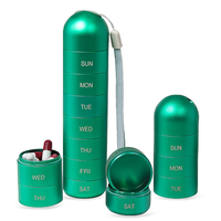 Boîte de rangement pour pilules en métal incluse avec capsules à prix compétitif étanche personnalisée 7 jours petite boîte à pilules ronde portable