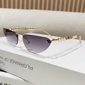 แว่นกันแดดทรงสามเหลี่ยมกรอบโลหะ ดีไซน์ไร้กรอบ ป้องกันแสงแดดและรังสียูวี เหมาะสำหรับกิจกรรมกลางแจ้งบนท้องถนน - Product Image 6