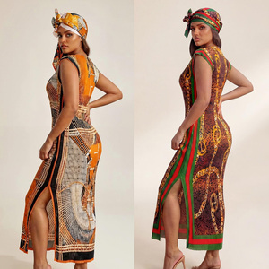 Set di Vestaglie Floreali di Lusso in Poliestere per <span class=keywords><strong>Donna</strong></span>, Kaftan con Catena Decorativa, Copricapo Estivo Leggero e Traspirante, Scialle Elasticizzato in Quattro Direzioni - Product Image 3