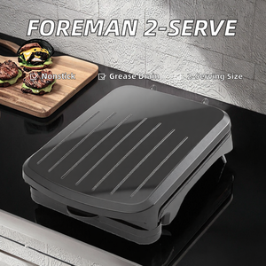 เตาปิ้งย่างไฟฟ้าเซรามิกแบบแผ่นเดียว George Foreman รุ่น Classic สำหรับ 2 ที่นั่ง พร้อมที่กดทำพานินี พื้นผิวเคลือบกันติด สำหรับใช้ในครัวเรือน สีดำ - Product Image 2