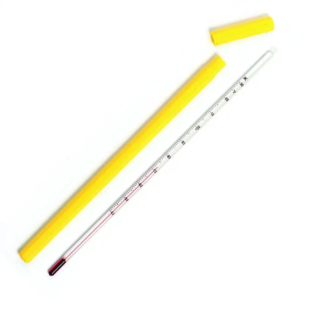 Thermomètre numérique à échelle unique avec dos blanc, appareil éducatif, Immersion partielle en alcool rouge, longueur de-10 à + 110 degrés C, 300mm