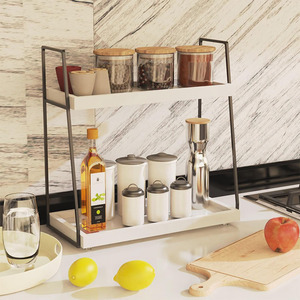 Bathroom/Toilet Plastic <b>Rotating</b> Storage <b>Rack</b>, Double-Layer Thickened Wall-Mounted No-Drill Kitchen Storage <b>Rack</b>, <b>Spice</b> <b>Rack</b> - Product Image 4