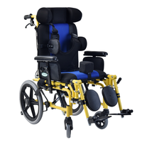 Fauteuil roulant pour enfants léger en aluminium, 45 places, dossier inclinable horizontal, capacité de charge de 75 kg, accoudoirs relevables réglables en hauteur