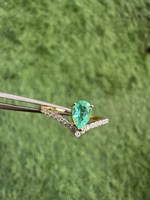 Bague en V avec diamant émeraude, en argent et or jaune, émeraude naturelle, bague de fiançailles, pierre de naissance de mai, bijou de déclaration traditionnel, cadeau