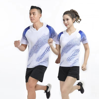 Jersey Badminton Poliester 100% Motif Sarang Lebah Kustom, Bernapas, Peregangan Empat Arah, Cepat Kering, Seragam Tim Pertandingan, Layanan OEM ODM
