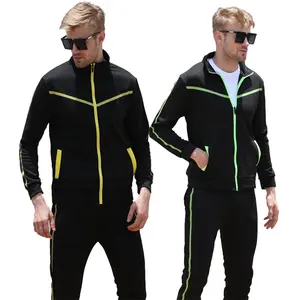 22/23 Wholesale custom-made pure cotton textile long-sleeved zipper hooded color matching 2-piece sportswear men's jogging suit